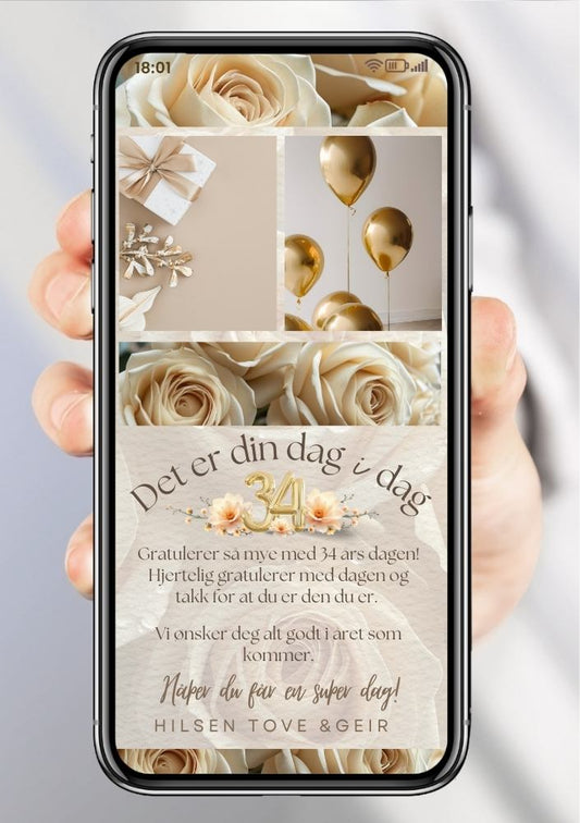 Gratulasjonskort til bursdag – stilren design