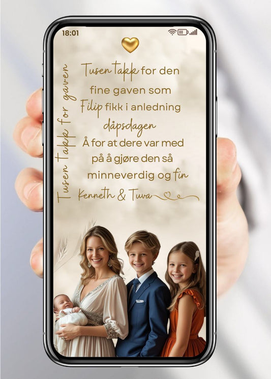 Takkekort til navnefest og dåp