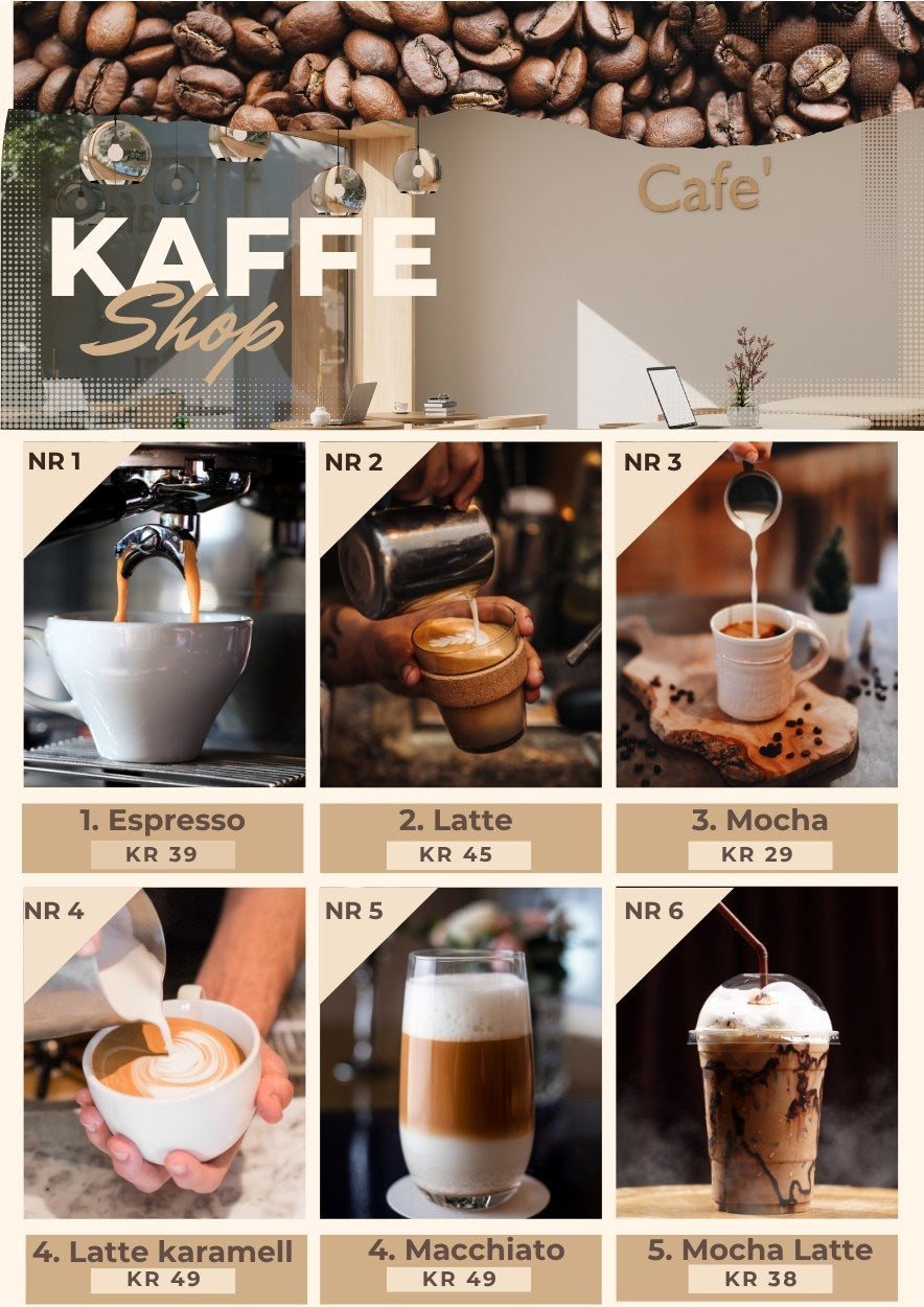 Prisliste 2 sider – elegant meny med collage design