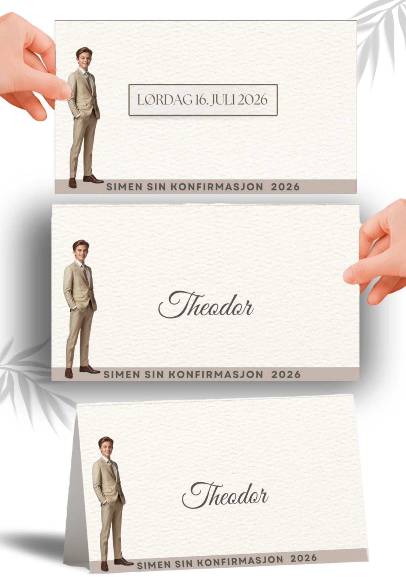 Bordkort til konfirmasjon - personlig og elegant design - KISS DEKOR