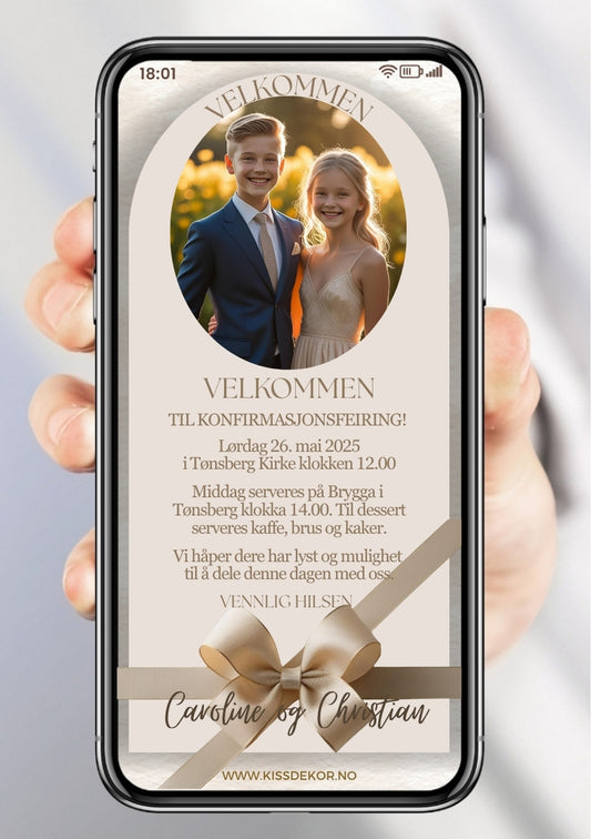 Konfirmasjonsinvitasjon rustikk - personlig design med ferdig tekstforslag - KISS DEKOR"