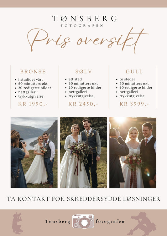 Prisliste for fotograf – profesjonell prisliste for fotografer