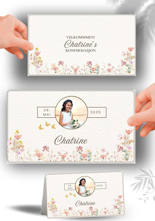 Bordkort til konfirmasjon - personlig og elegant design - KISS DEKOR
