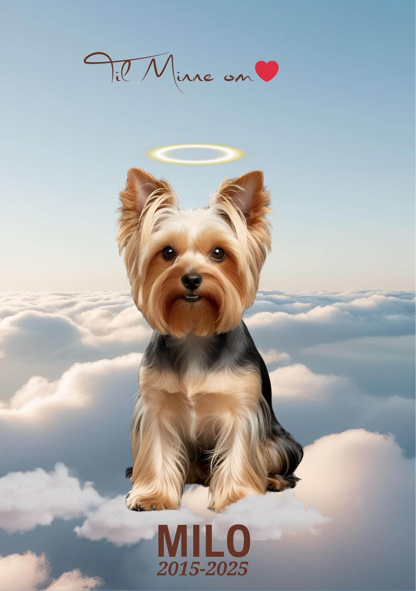Minneportrett av kjæledyr himmelport Yorkshire Terrier - personlig design med hund på sky fra KISS DEKOR