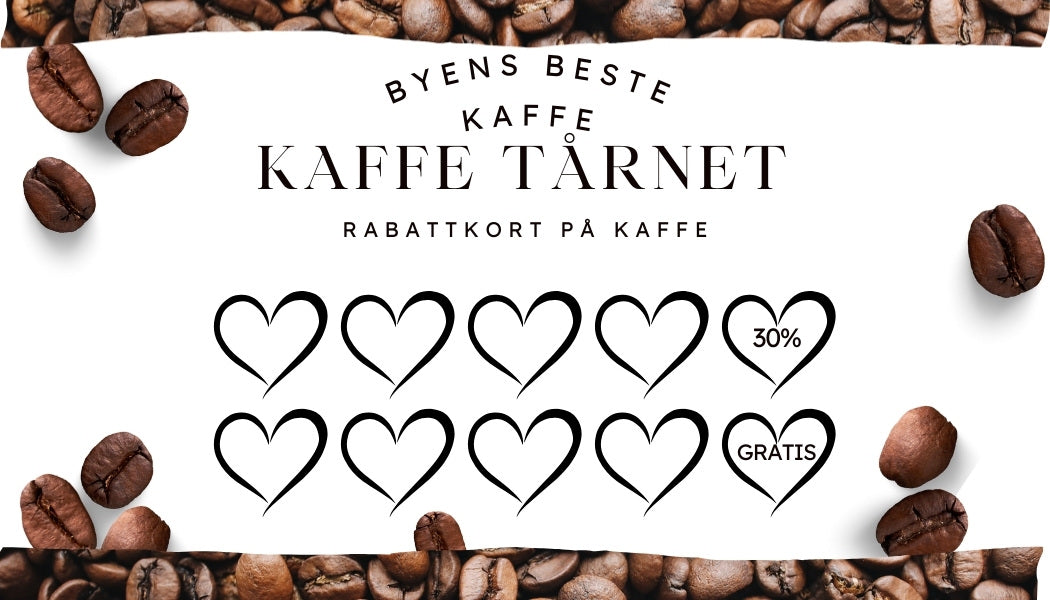 Utskrivbare rabattkort for kaffe med tilpasset design og tekst