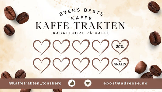 Utskrivbare rabattkort med tilpasset design og tekst