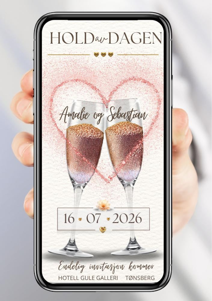 Mobil Save the Date MMS - personlig og elegant. Ferdig tekstforslag - KISS DEKOR