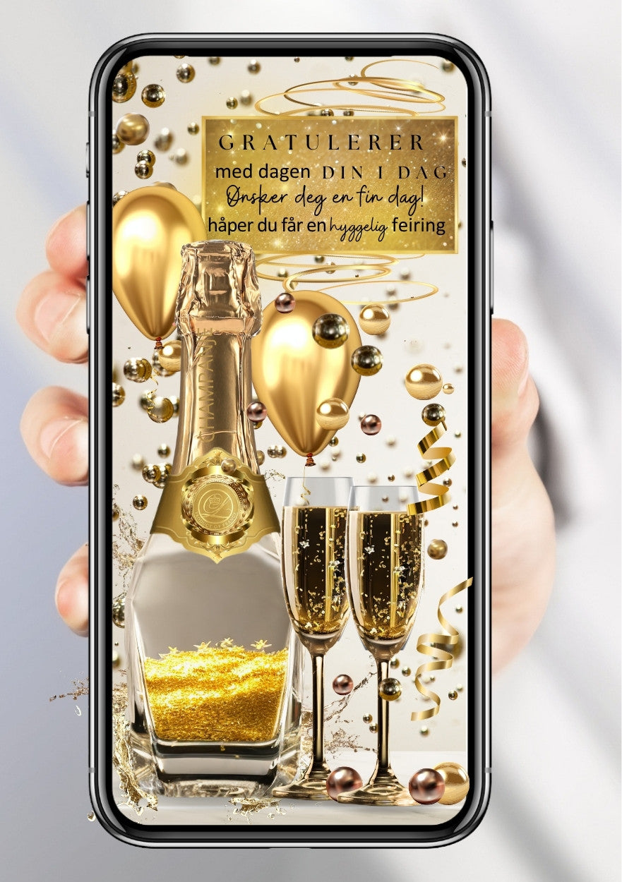 Gratulasjonskort i gull – moderne design til alle anledninger