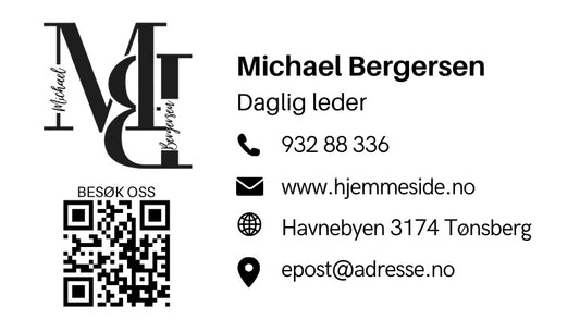 Visittkort minimalistisk hvit design – rent og profesjonelt
