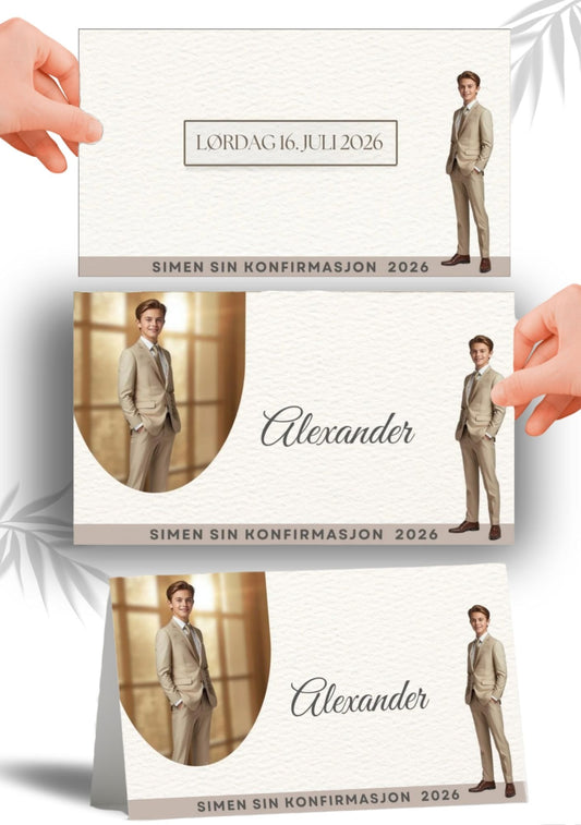 Bordkort til konfirmasjon - personlig og elegant design - KISS DEKOR
