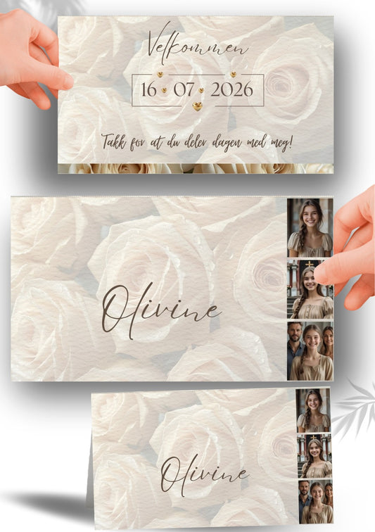 Bordkort til konfirmasjon - personlig og elegant design - KISS DEKOR