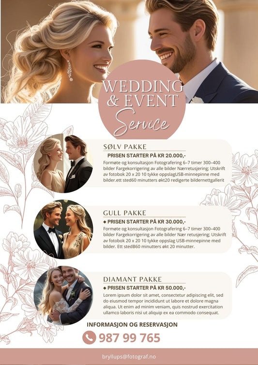 Prisliste fotograf elegant – profesjonell prisliste for fotografer