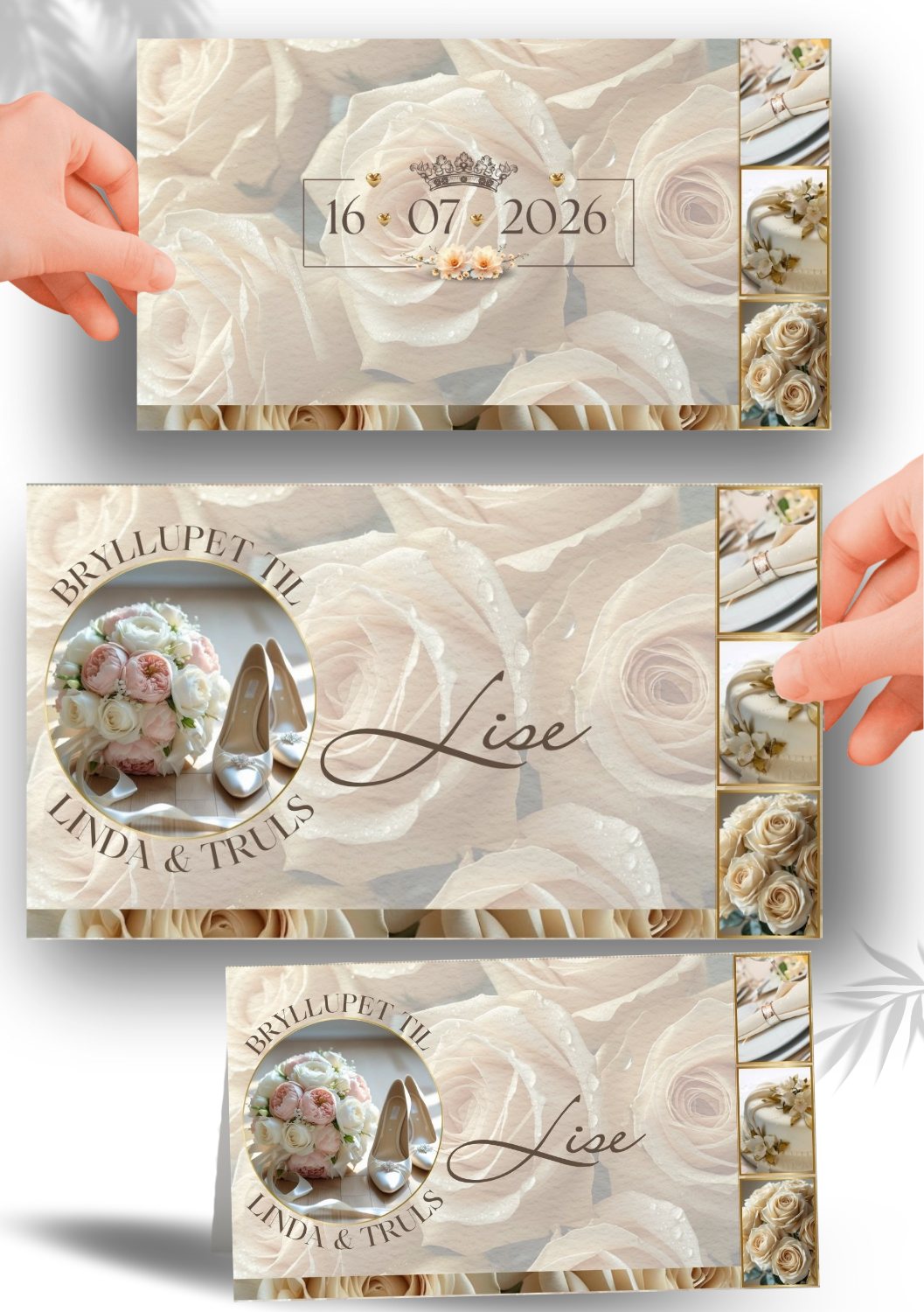 Utskrivbart bordkort bryllup med moderne design og tilpasset tekst