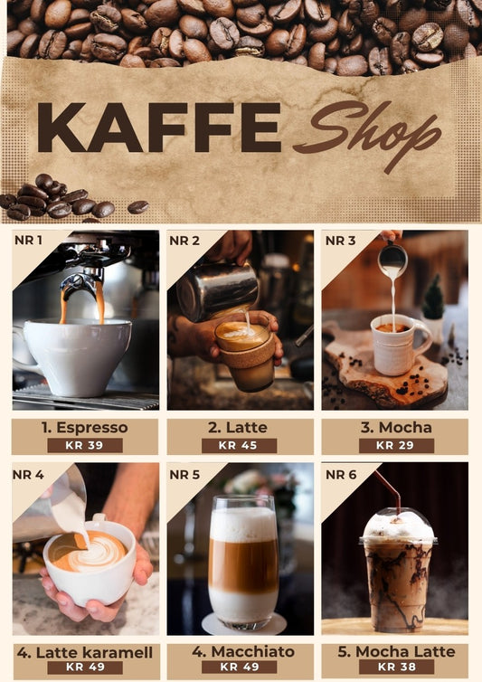Prisliste kafé – elegant meny for kaffe