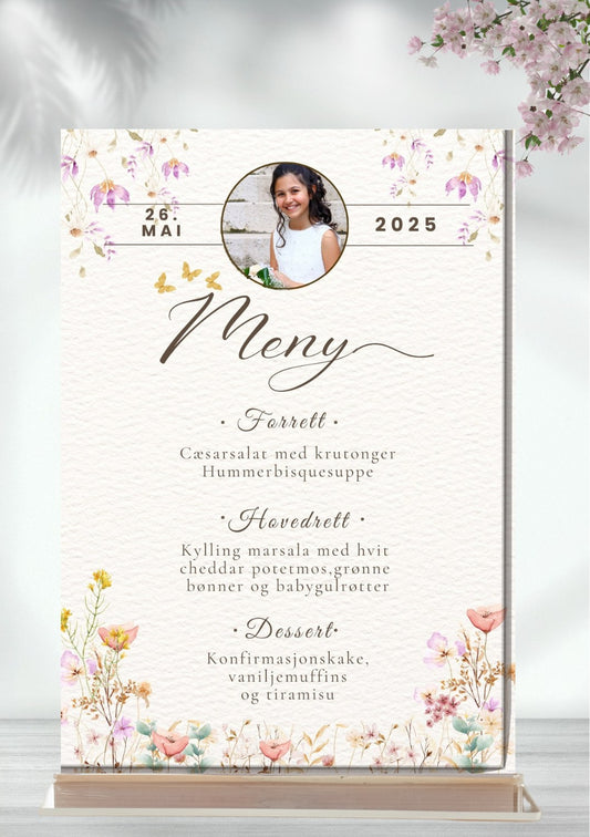 Meny til konfirmasjon - personlig og elegant design - KISS DEKOR