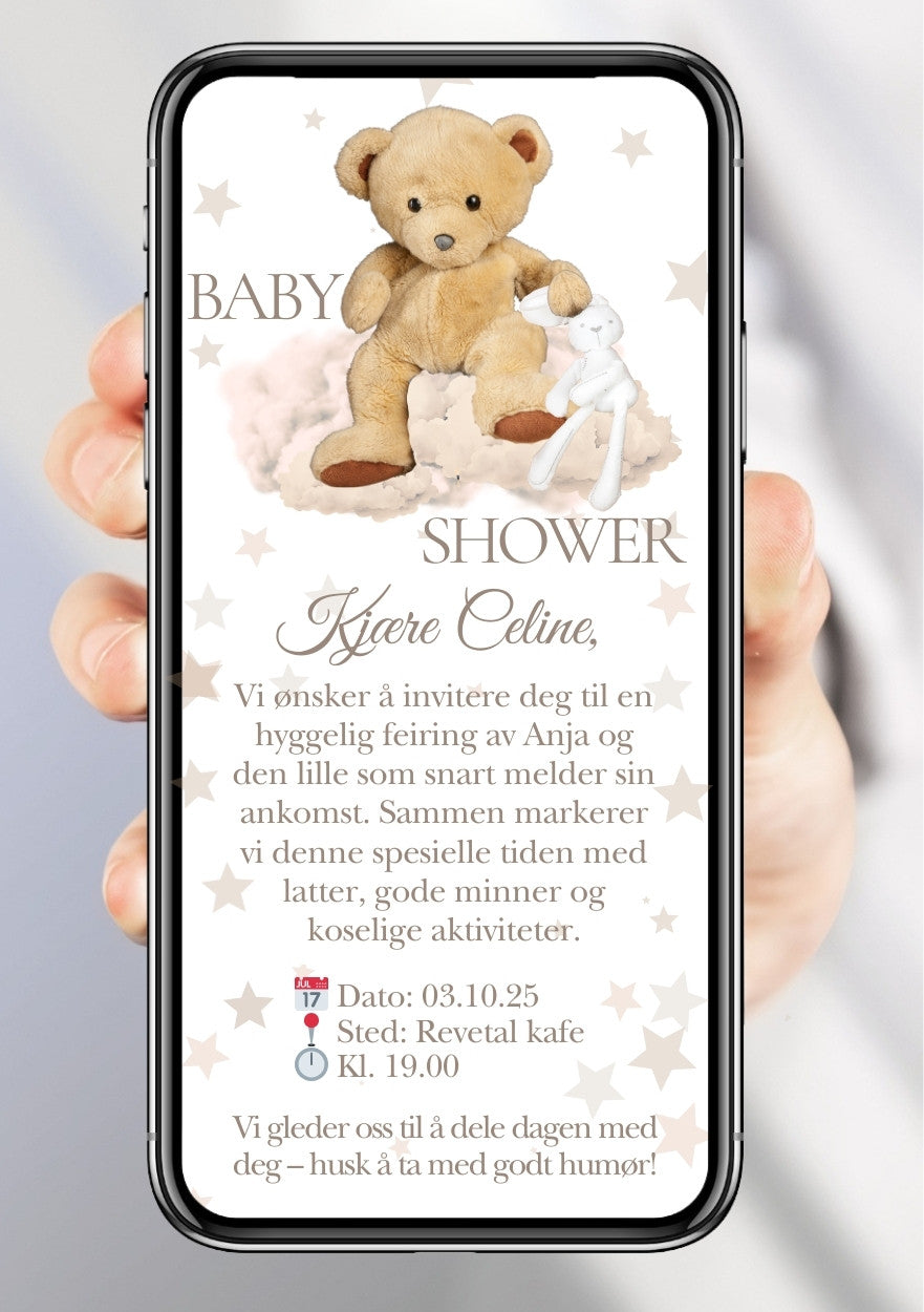 Personlig babyshower invitasjon til mobil klar til deling digitalt