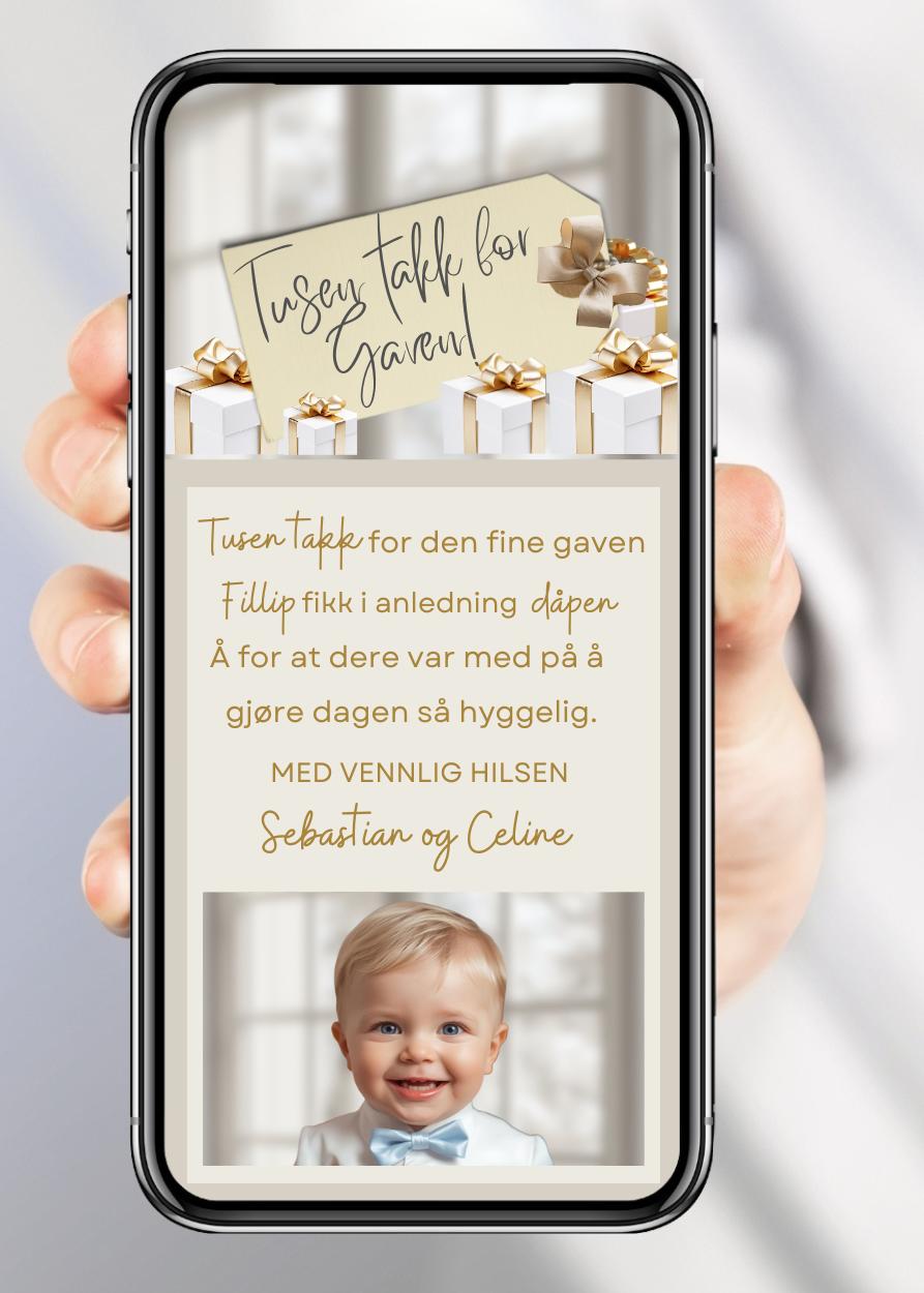 Takkekort til dåp og navnefest mobil