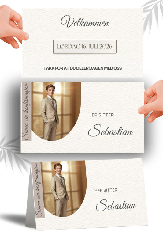 Bordkort til konfirmasjon - personlig og elegant design - KISS DEKOR