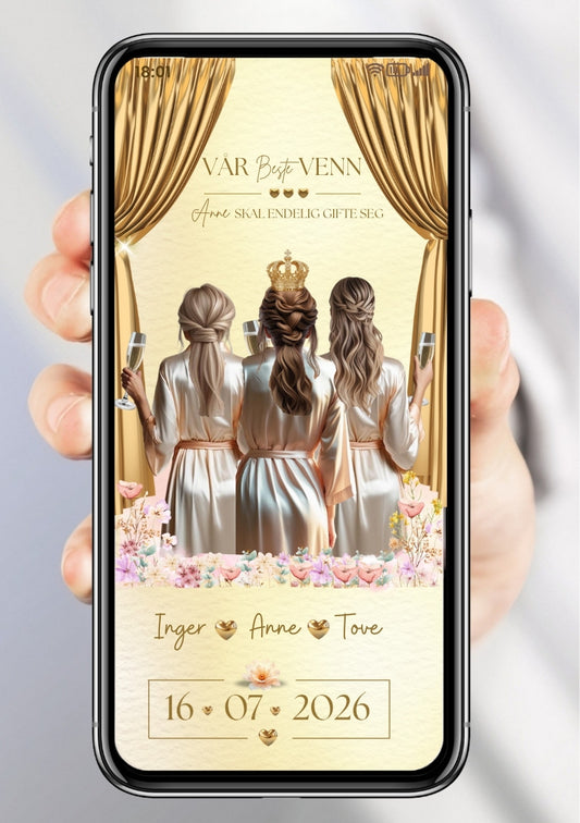 Til bruden fra forlover kort med gulldesign