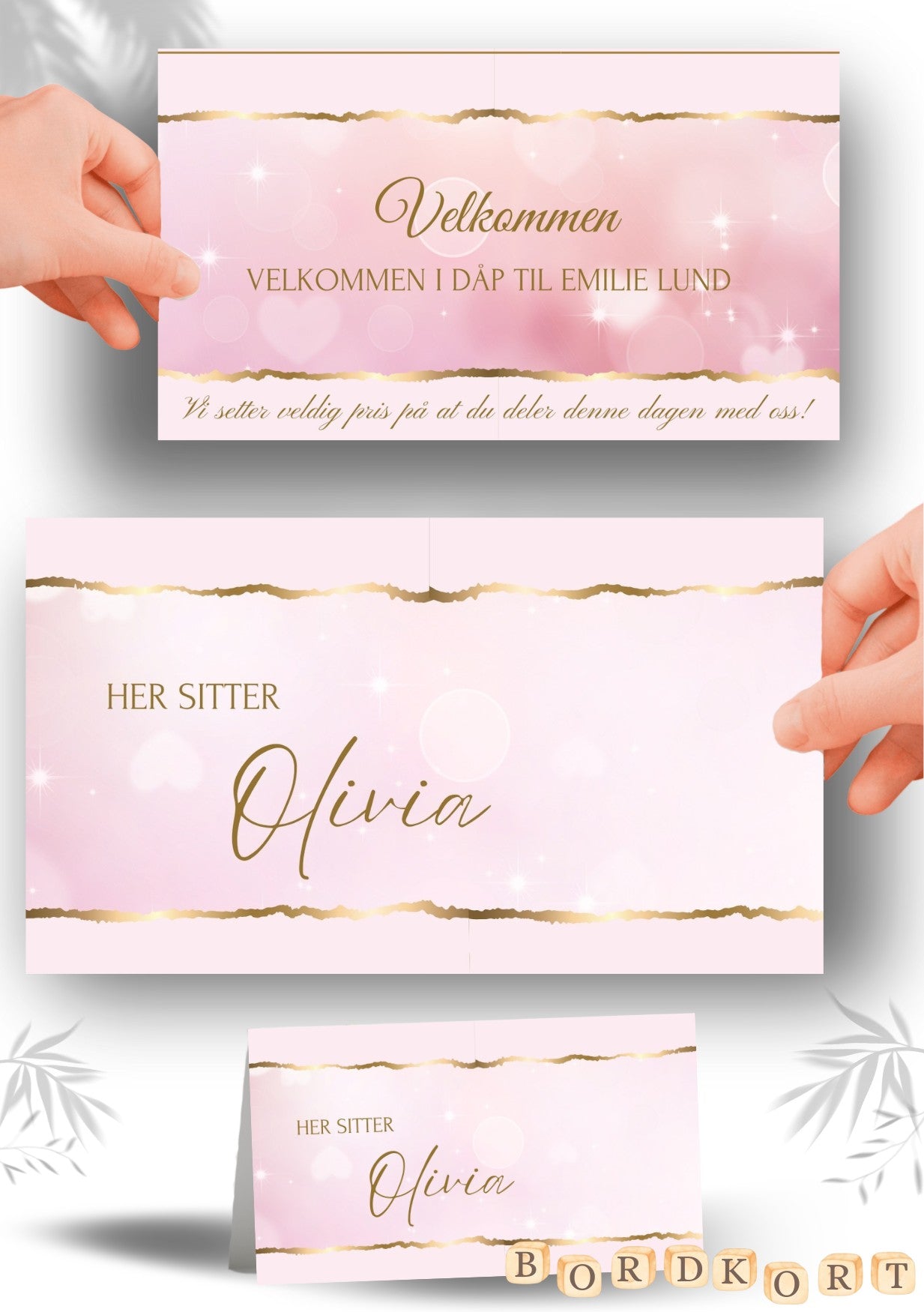 Bordkort til navnefest med vakker design – personlig og minneverdig