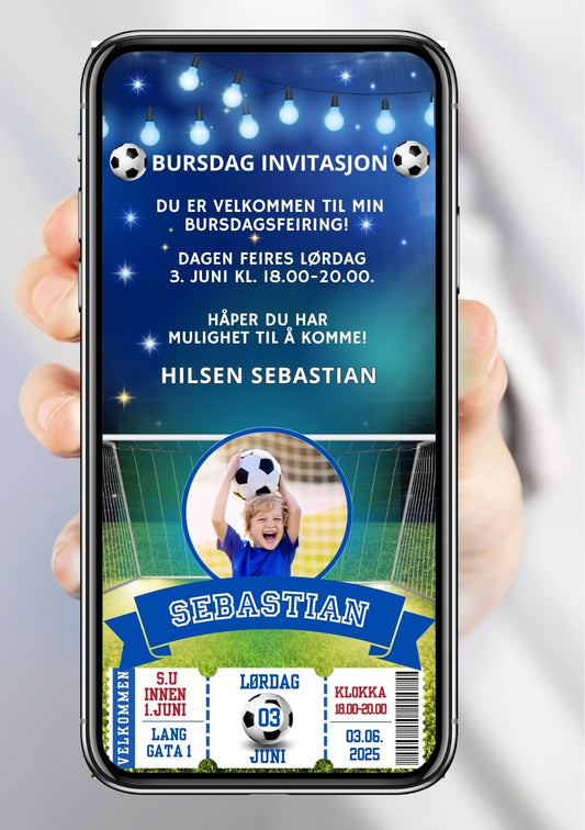 Fotball invitasjon til bursdag – moderne design for barn
