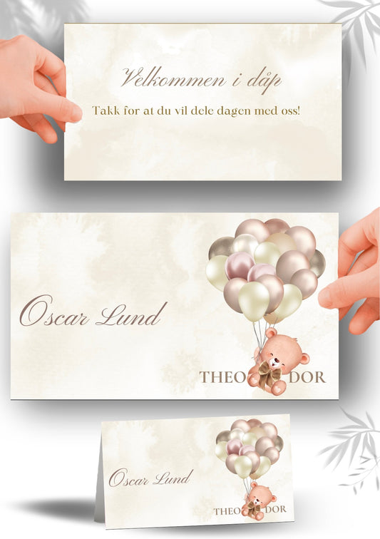 Bordkort til navnefest med vakker design – personlig og minneverdig