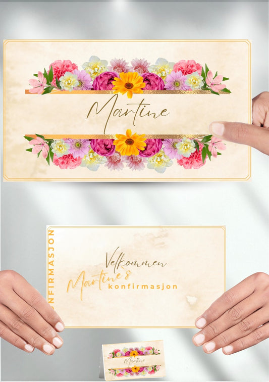 Bordkort til konfirmasjon - personlig og elegant design - KISS DEKOR