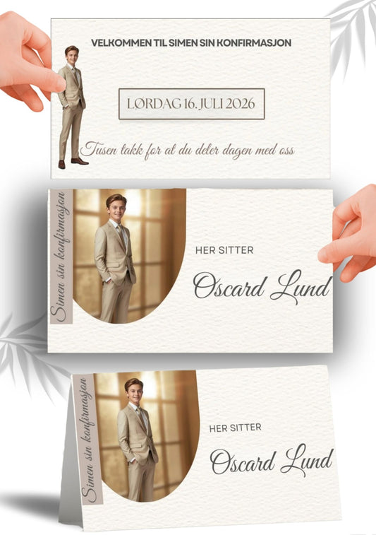 Bordkort til konfirmasjon - personlig og elegant design - KISS DEKOR