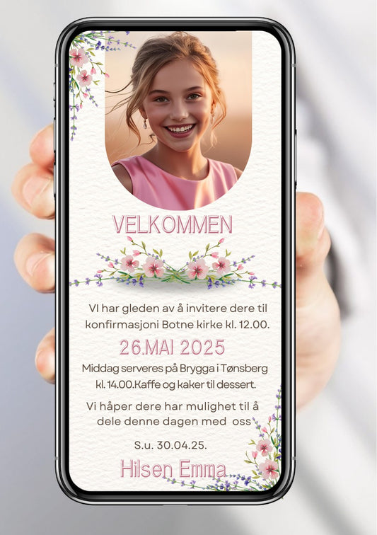 Konfirmasjonsinvitasjon moderne - personlig design med ferdig tekstforslag - KISS DEKOR