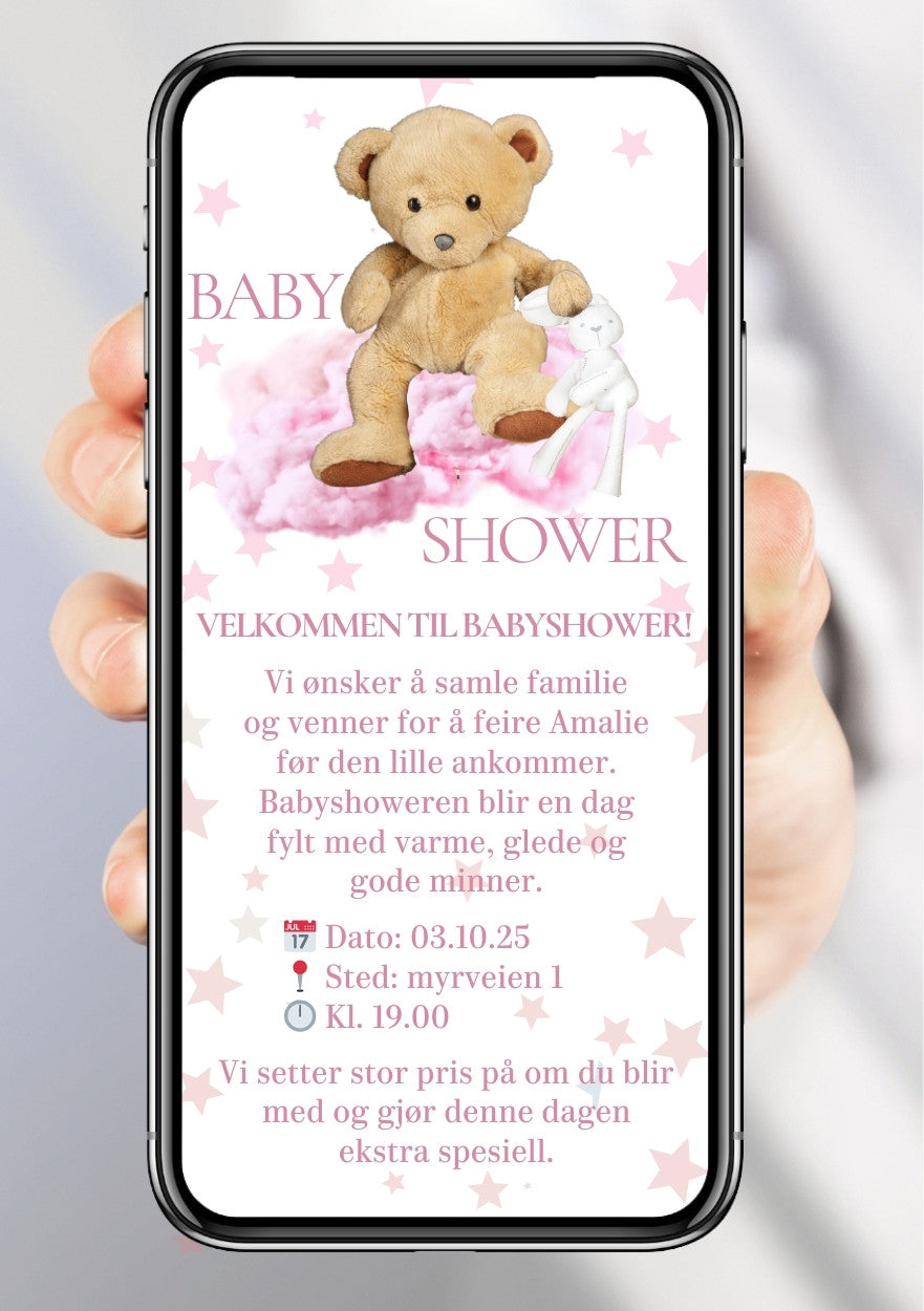 Personlig babyshower invitasjon til mobil klar til deling digitalt