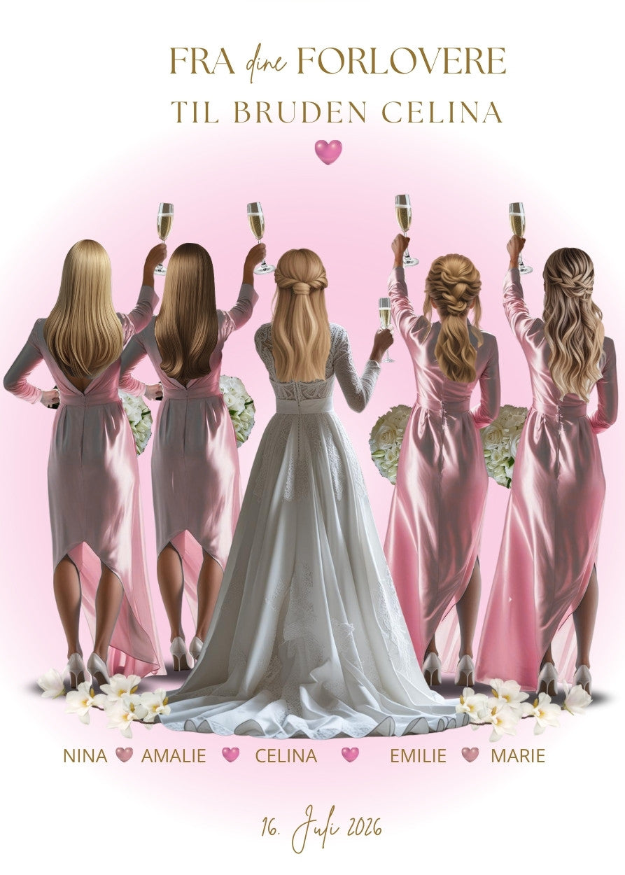 Til bruden fra forlovere kort søt rosa