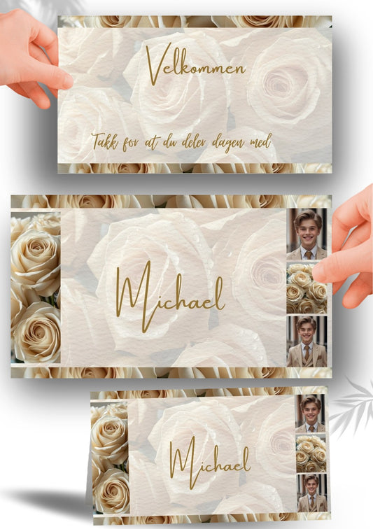 Bordkort til konfirmasjon - personlig og elegant design - KISS DEKOR