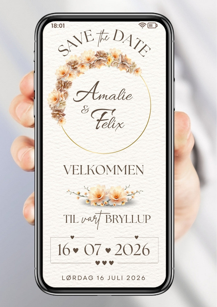 Save the Date mobil bryllup - personlig og elegant. Ferdig tekstforslag - KISS DEKOR