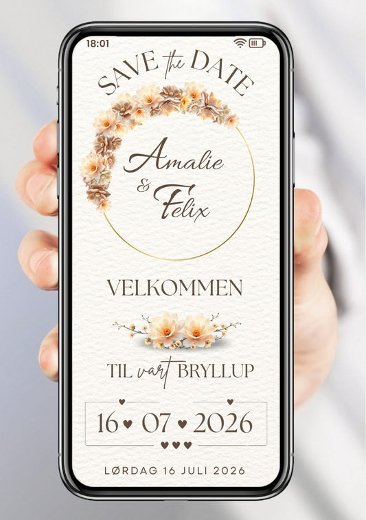 Save the Date mobil bryllup - personlig og elegant. Ferdig tekstforslag - KISS DEKOR