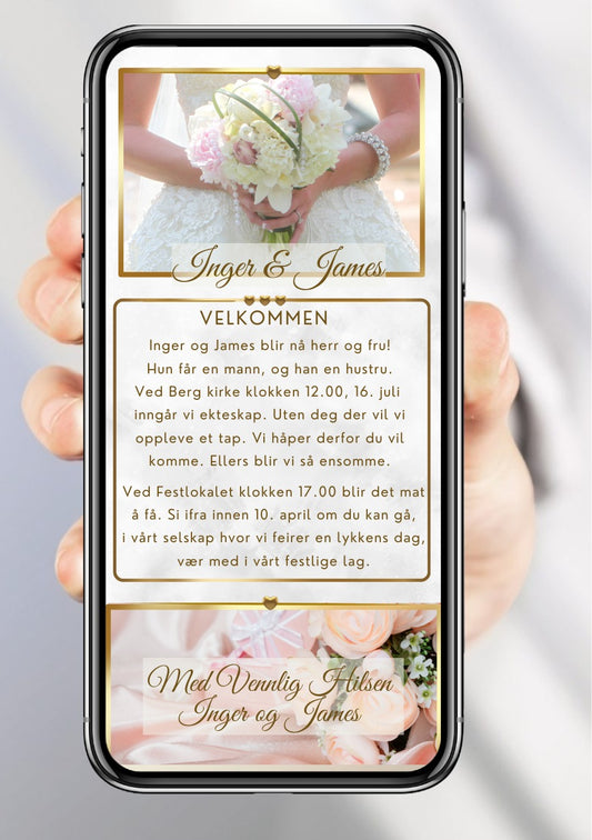 Bryllupsinvitasjon pastell moderne- personlig design med ferdig tekstforslag - KISS DEKOR