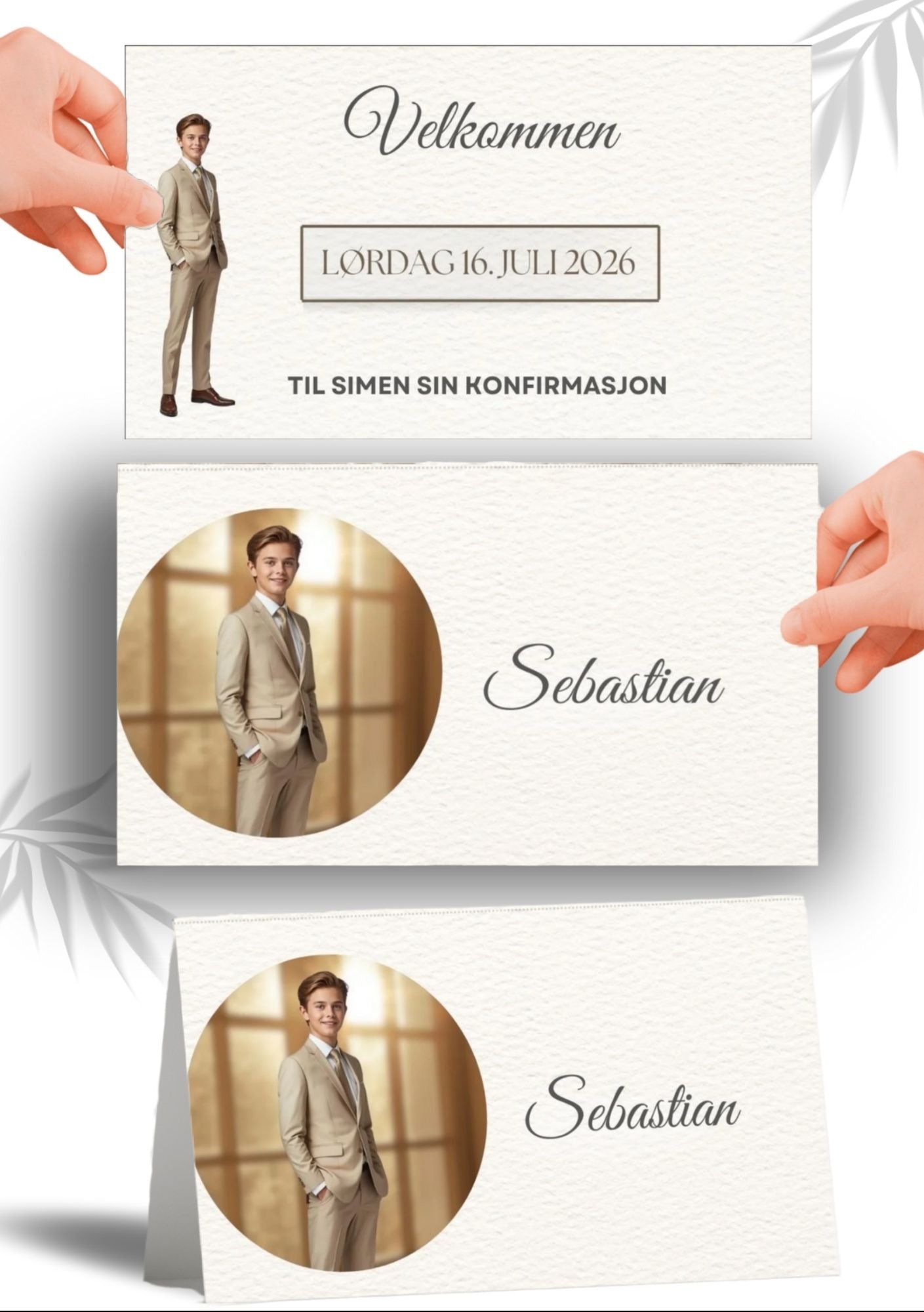 Bordkort til konfirmasjon - personlig og elegant design - KISS DEKOR
