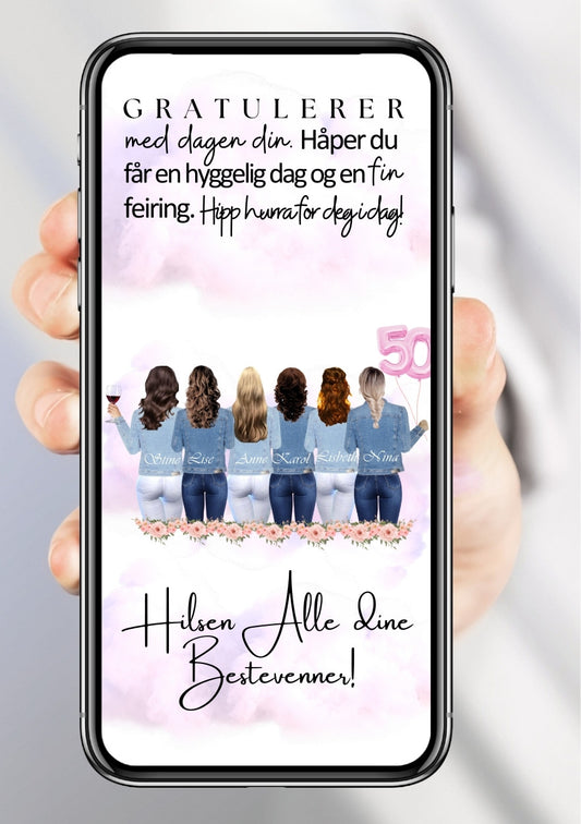 Personlige bursdagskort – elegant design med valfri frisyre