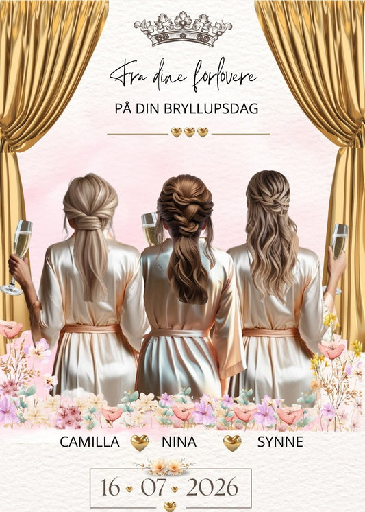 Til bruden fra forlover med satengkjoler
