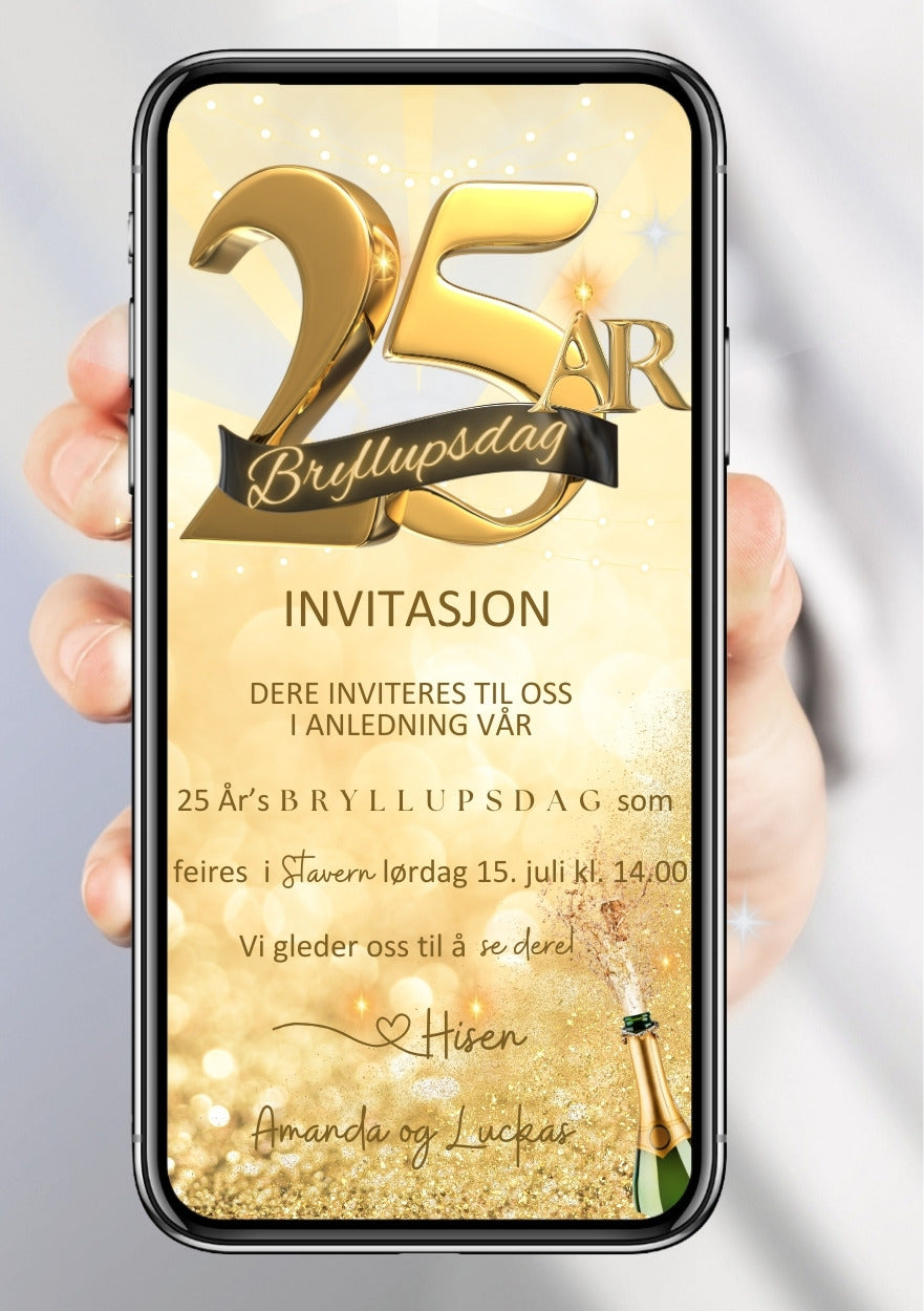 Jubileumsinvitasjon gull med år