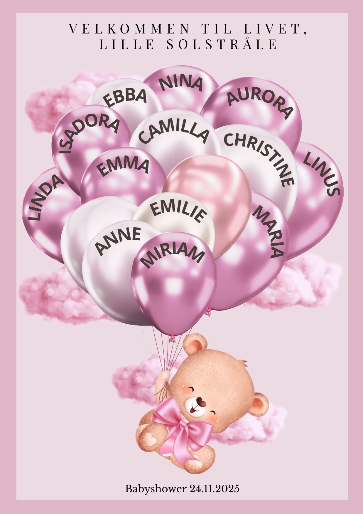 Digitale babyshower leker og dekorative minneplakater med tilpasset design