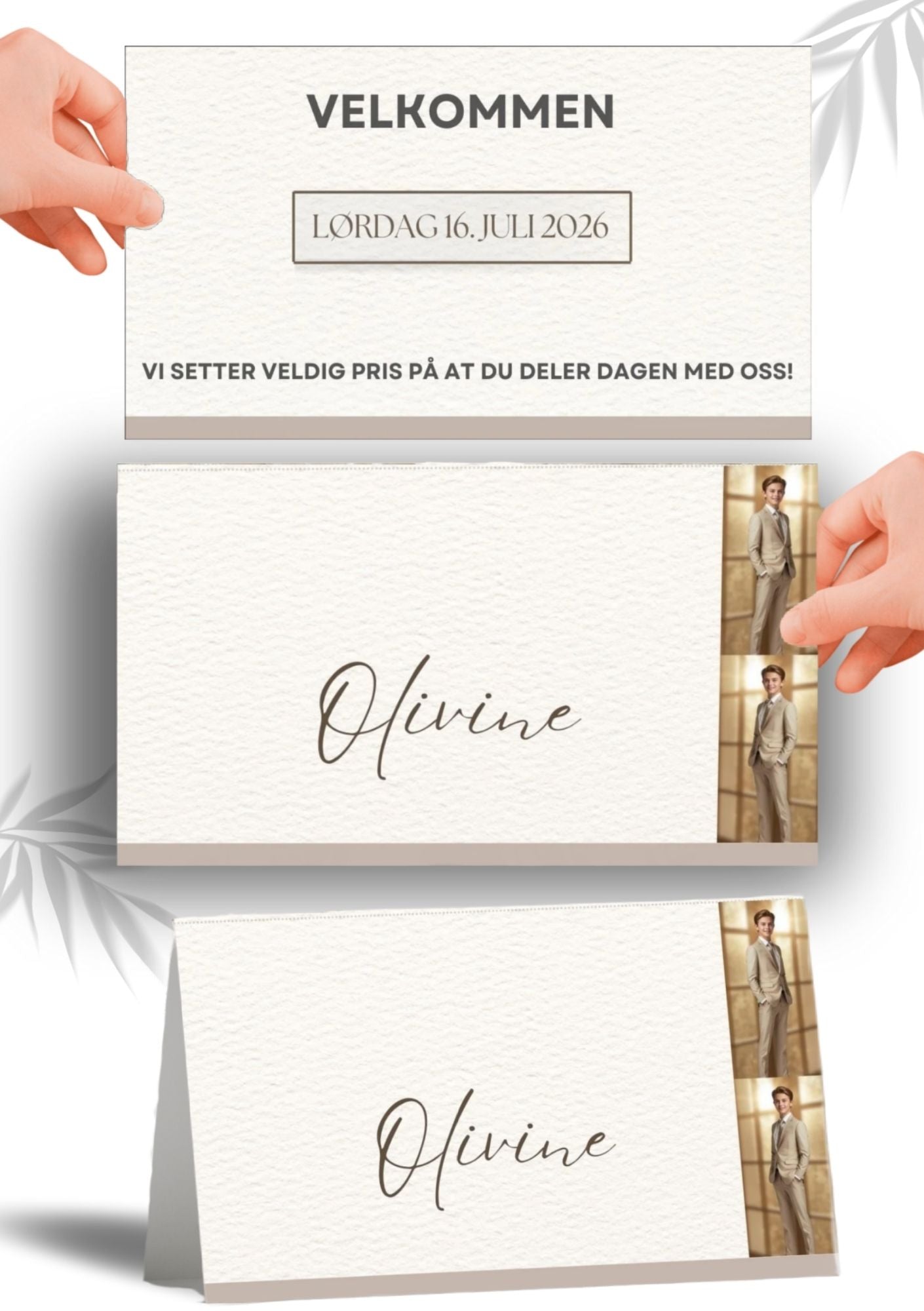 Bordkort til konfirmasjon - personlig og elegant design - KISS DEKOR