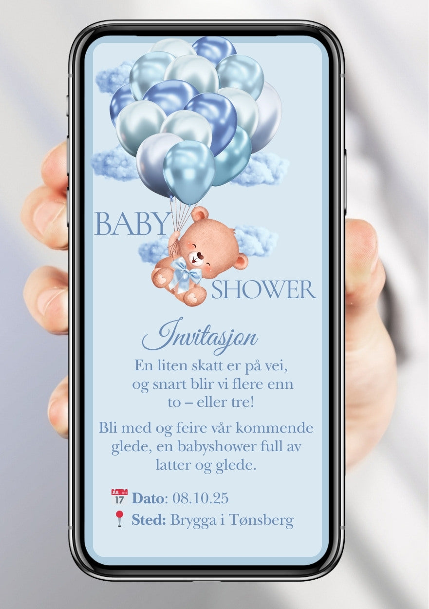 Personlig babyshower invitasjon til mobil klar til deling digitalt