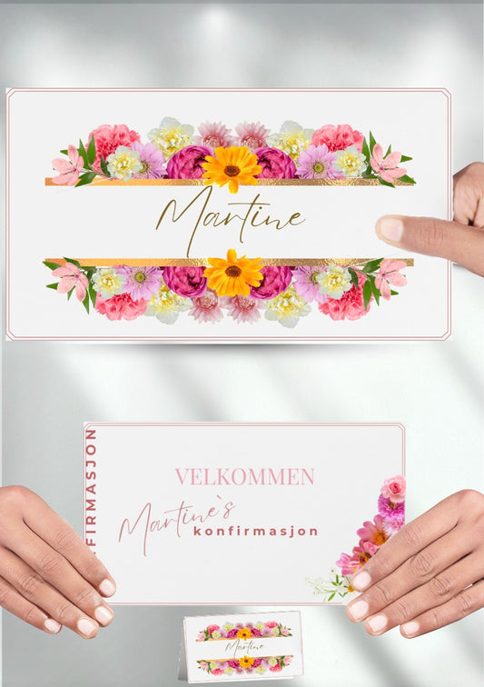 Bordkort til konfirmasjon - personlig og elegant design - KISS DEKOR