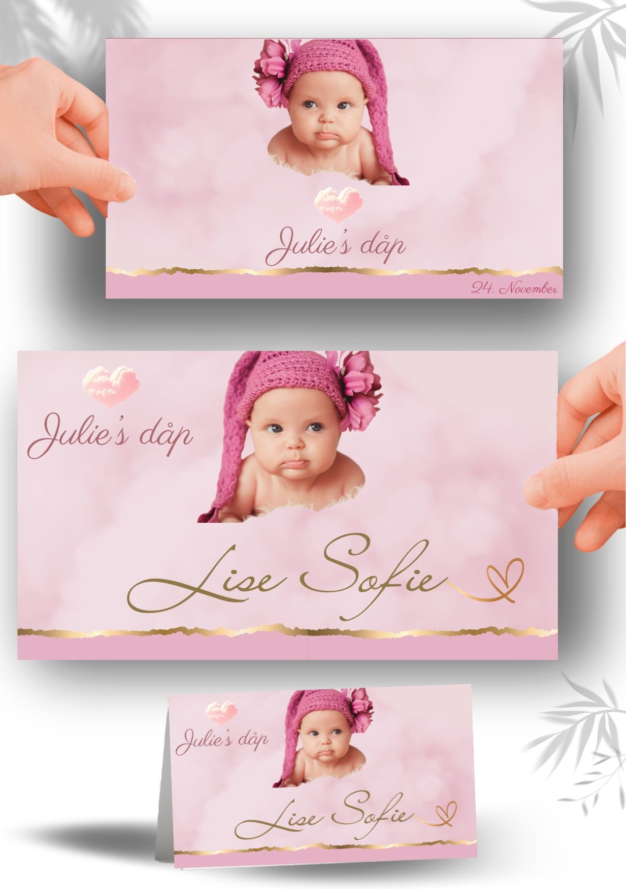 Bordkort til navnefest med vakker design – personlig og minneverdig