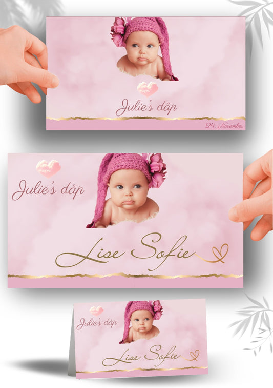 Bordkort til navnefest med vakker design – personlig og minneverdig