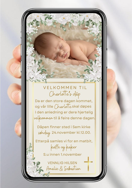 Dåpsinvitasjon elegant – stilfullt design til mobil