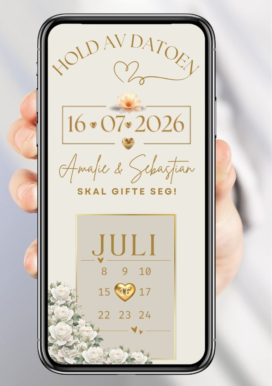 Hold av datoen gulldrøm - personlig og elegant. Ferdig tekstforslag - KISS DEKOR