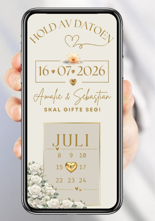 Hold av datoen gulldrøm - personlig og elegant. Ferdig tekstforslag - KISS DEKOR
