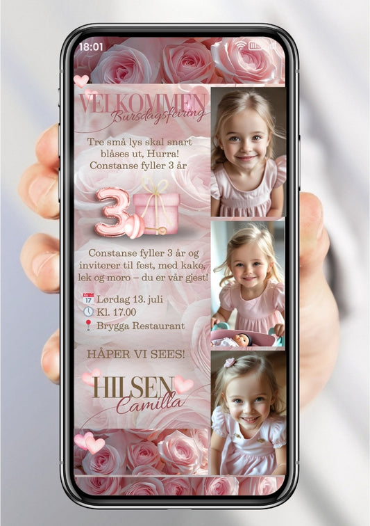 Mobil bursdagsinvitasjon – moderne design for barn