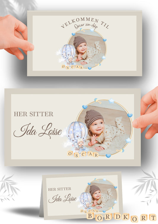 Bordkort til navnefest med vakker design – personlig og minneverdig